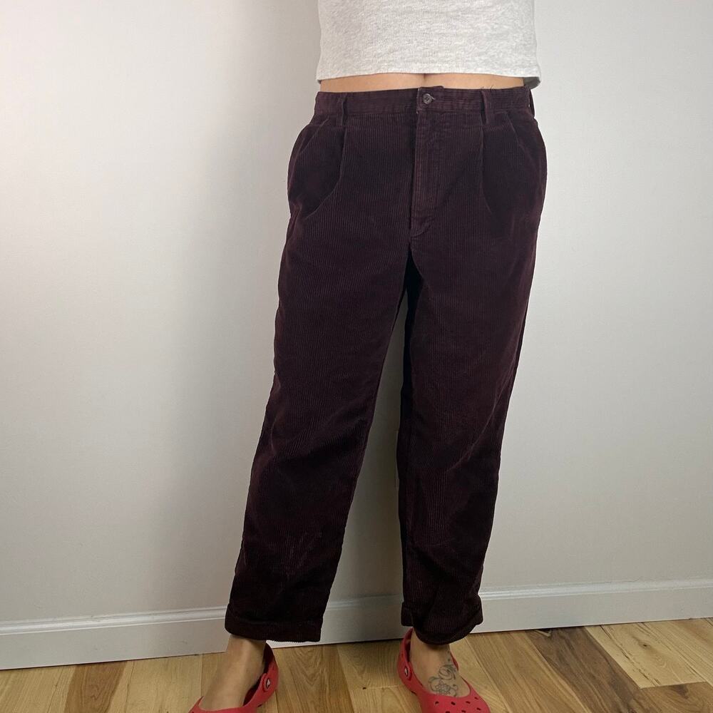Club Room Burgundy Wine red Mens pleated front corduroy pants 36x33